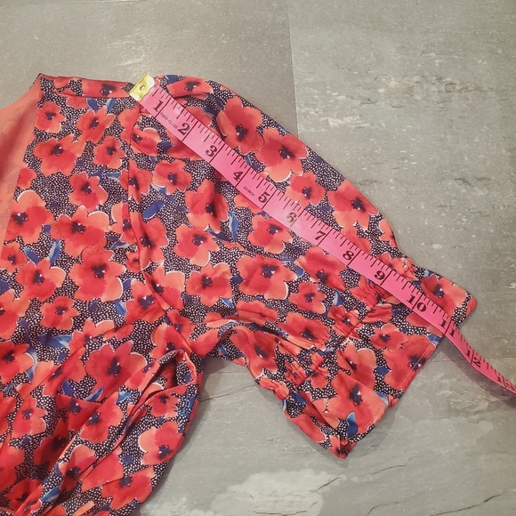 House Of Harlow 1960 Aja Mini Dress in Red Poppy Floral. Blue, White, Black. S. - Picture 9 of 14